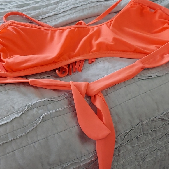 Xhilaration large orange fringe bathing suit top - Picture 5 of 6